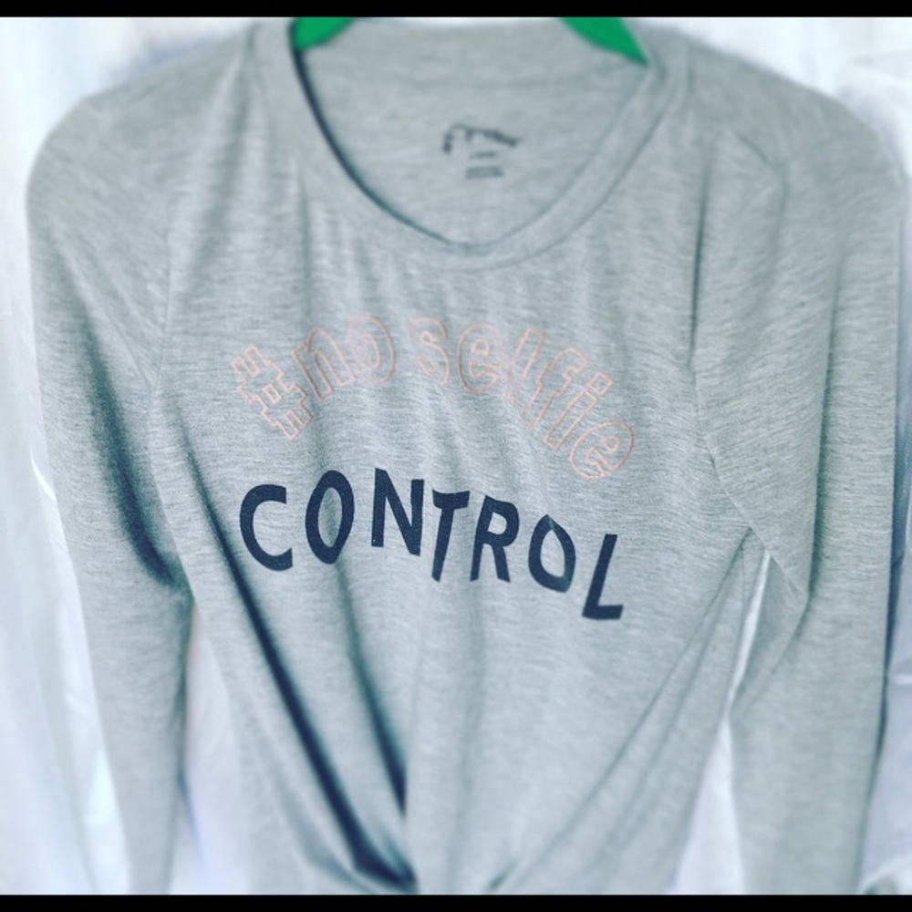 teen hashtag # no selfie control tee long sleeve